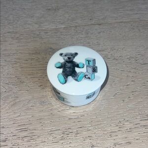 Tiffany & Co. Blue and Gray Teddy Bear Dish